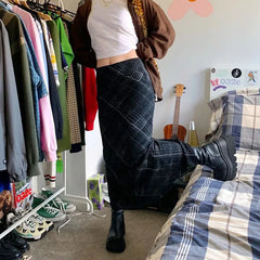 Striped Long Skirts y2k Retro Straight Skirts High Waisted Summer Skirts Women Sweet Cute Party Skirts 2024 New Trendy