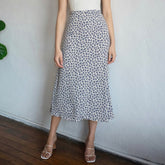 Long Skirts For Women Vintage Floral Print Skirt Elegant Office Lady High Waist Skirts Womens Summer Chiffon Midi Skirt