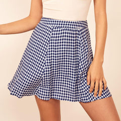 Skirts Womens Clothes A Line Casual Plaid Skirt Zipper High Waist Mini Skirts Women Clothing Sexy Short Summer Skirt