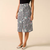 Woman Skirts Elegant Vintage Floral Print Chiffon Midi Skirt Summer Skirts Womens High Waist Tie Front Buttons Pencil Skirt