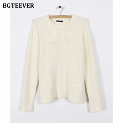 Casual Women Knitted Skirt Set O-Neck Full Sleeve Pullovers Elastic Waist Skirts 2022 Autumn Winter Women Sweater Set