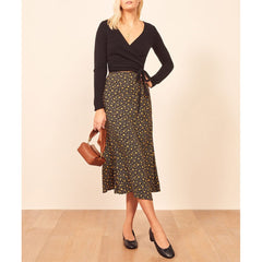 Skirts Womens Midi Elegant Vintage Print High Waist Skirt Summer Clothes Women Fashion Back Zipper Calf Length Long Skirts