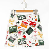 Skirts Womens High Waist Pencil Mini Skirt Summer Woman Skirts Fashion Vintage Print Linen Skirt Women Clothes Femme Jupes