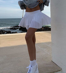 2022 New Women's Pleated Half-Dress High-Waist Skirt Female Hot Fashion Casual Party Girl Short Summer Clothes Ladies Pure Color