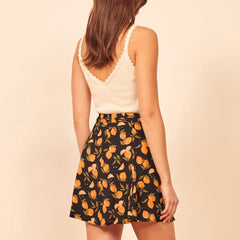 Skirts Womens Mini Print Summer Skirt Women High Waist A Line Mini Skirts For Women Summer Chiffon Vintage Skirt Woman Clothes