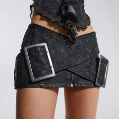 Huge Buckle Micro Skirt