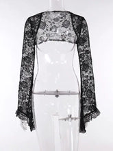 Gothic Lace Harajuku Y2K Spaghetti Strap Bodycon Flare Sleeve Backless E-Girls Dress