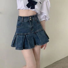 2000s fashion Denim Fishtail Skirt Women's Fashionable New Small High Waist A- line Slimming Versatile 2024 Short Culottes