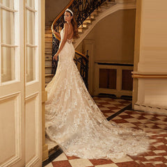 dress to impress divine being Wedding Dress Fishtail Long Trailing Ceremony Lace Vintage Strap Mori Sexy Backless Waist Slimming Bridal Dress Summer