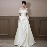 dress to impress divine being French Style Light Wedding Dress Elegant Bridal Retro 2025 New Outdoor Yarn off-Shoulder Engagement White Dress