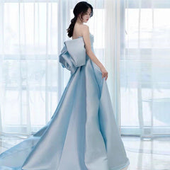 outfit Sky Blue Princess Escape Evening Dress Tube Top Light Luxury Niche Host Dress Bridal Wedding Dress
