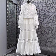 church outfit 2024 Style Spring New Elegant Fashion Hollow Single-Breasted Top + Skirt Suit