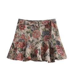 birthday outfit New Style Woolen Flower Jacquard with Belt Fashion Short Skirt Skirt