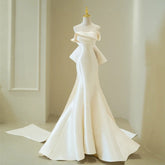 dress to impress divine being Tube Top Satin Light Wedding Dress Bridal Main Yarn Simple High-Grade French Style Outdoor Yarn Fishtail Temperament Welcome Dress for Women