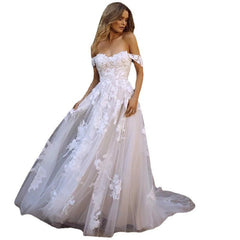 cybergoth dress to impress Wedding Dress 2025 Summer Women Lace Applique Sweetheart off Shoulder Backless Princess Bridal Party off Shoulder Wedding Dress