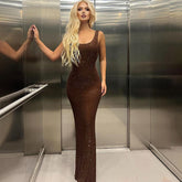 U-Neck Low-Cut High Waist Slim Dress