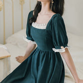 misunderstood outfit Hepburn Retro Color Matching Dress Summer New Niche Short Sleeve Temperament Dress