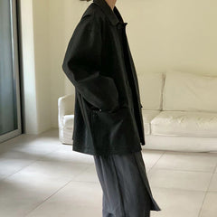hipster dress to impress Autumn 2025 New Simple Casual Retro Lazy Versatile Profile Tooling Leather Coat for Women