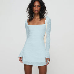 drag dress to impress Autumn 2025 New Short Skirt Fashionable Elegant Slim Fit Texture Fabric Square Collar Dress Women