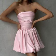 homecoming dresses Summer 2025 New Fashion Style Sexy Temperament off-Shoulder Tube Top a Swing Mini Dress Women