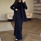 buisnesscore outfit women 2024 Autumn New Solid Color Lace-up Waist-Tight Suit Skirt Temperament Commuter Suit