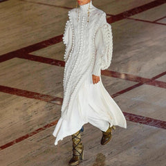 long sweater dress outfit Women's Long Sweater Women's Autumn and Winter 2025 Loose Twist Knitted Hollow Dress Women