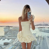 homecoming dresses Summer New Women's Dress Ruffled Flower Bud Waist-Tight Dress One-Shoulder Tube Top Hip Skirt