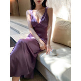 dress to impress codes Bridal Morning Gown Purple Wedding Satin Backless Dress Women's Niche Light Dress Engagement License Fishtail Evening Dress