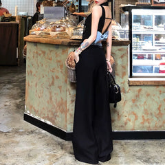 buisnesscore outfit women Hot Girl Suit Women's Summer New Contrast Color Design Fashion Backless Pure Desire Butterfly Strap Skirt Two-Piece Suit Fashion