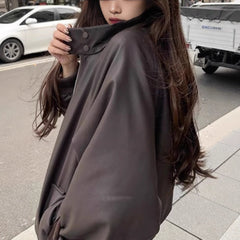 black sweater dress outfit Mancheng Old Lapel Leather Coat Cotton-Padded Coat for Women 2025 Winter Coat Short High-Grade