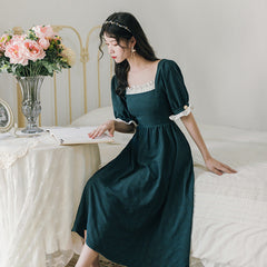 misunderstood outfit Hepburn Retro Color Matching Dress Summer New Niche Short Sleeve Temperament Dress