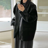 hipster dress to impress Autumn 2025 New Simple Casual Retro Lazy Versatile Profile Tooling Leather Coat for Women