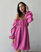 freshman hoco dresses 2025 New Women's Square Collar Dress Long Sleeve Puff Sleeve A- line Casual Dress