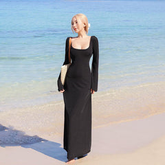 leapord halloween outfit Cf246 Autumn 2025 Sheath Dress Fashionable Elegant Slim Flared Sleeve Sheath Dress for Women