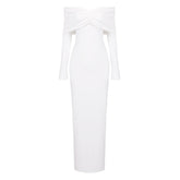 dresses 2025 Spring New White Long Sleeve Strapless Tube Top Pleated Long Dress High-End Women's Stretch Dress