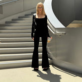 Square Neck Open Back Flared Bodysuit