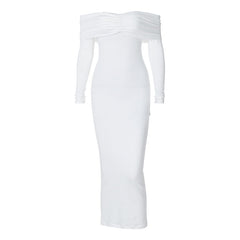 long sweater dress outfit Sexy Women's New off-Neck Banquet Evening Dress Autumn and Winter Style Sexy Slim Dress
