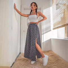 grunge outfits 2025 Summer New Floral Skirt Split A- line Sheath Mid-Waist Dress