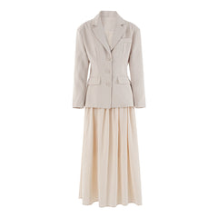 2000s fashion French Elegant Waist Two-Piece Set Women's Autumn Single-Breasted Western-Fitting Pleated Skirt Suit