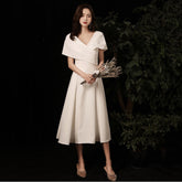 outfit White Evening Dress 2025 New Elegant Host Light Luxury French Registration Socialite Banquet Dress