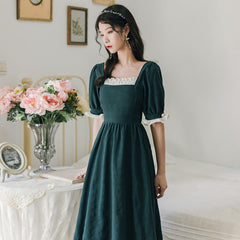 misunderstood outfit Hepburn Retro Color Matching Dress Summer New Niche Short Sleeve Temperament Dress