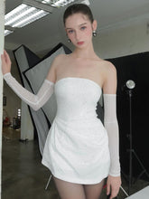 android vs cyberborg dress to impress 2025 Summer New Elegant Temperament Solid Color Tube Top off-the-Shoulder Thin Flash Design Tight Waist Short Dress