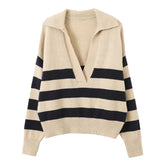 Preppy Collar Striped Pullover