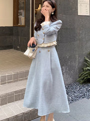 2024 Fall Winter Two Piece Sets for women Jacket Coat +Long skirt 2 piece sets women outfit conjuntos femininos elegantes