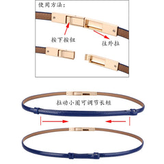 luxury designer Adjustable Elastic Ladies Dress Waist Belt Slim Leather Women Gold Buckle Black White Blue Skinny Female Belt