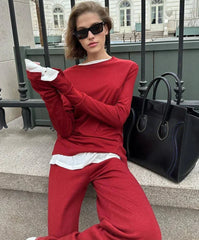 2025 Modal Soft Loose Sets Women 2025 Casual Two Pieces Long Sleeve T Shirts and High Waist Dresses Outfits Tracksuit