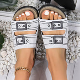 Women's Knitted Slippers 2025 Summer Hot Sale Flat Sandals Beach Open Toe New Fashion Thick Soled Casual Dress Women's Slippers