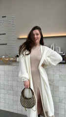 2025 Soft Knitted Set Women Autumn Winter Casual Long Sweater Cardigan with Belt & Vest Midi Dresses Solid Tracksuit