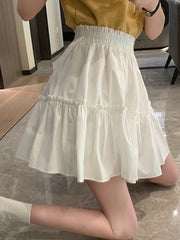 Kawaii Mini Skirts Women Cute Fungus Patchwork Fairycore High Waist Pleated Short Skirt Korean Fashion Preppy Style