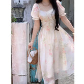 Pearlescent Rose Milk Tea Pink Dress Mermaidcore Kawaii Academia Y2K Cottagecore Coquette Fairycore Dollette Princesscore